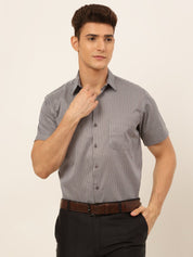 Men White Classic Striped Formal Shirt - SF_824Black_S