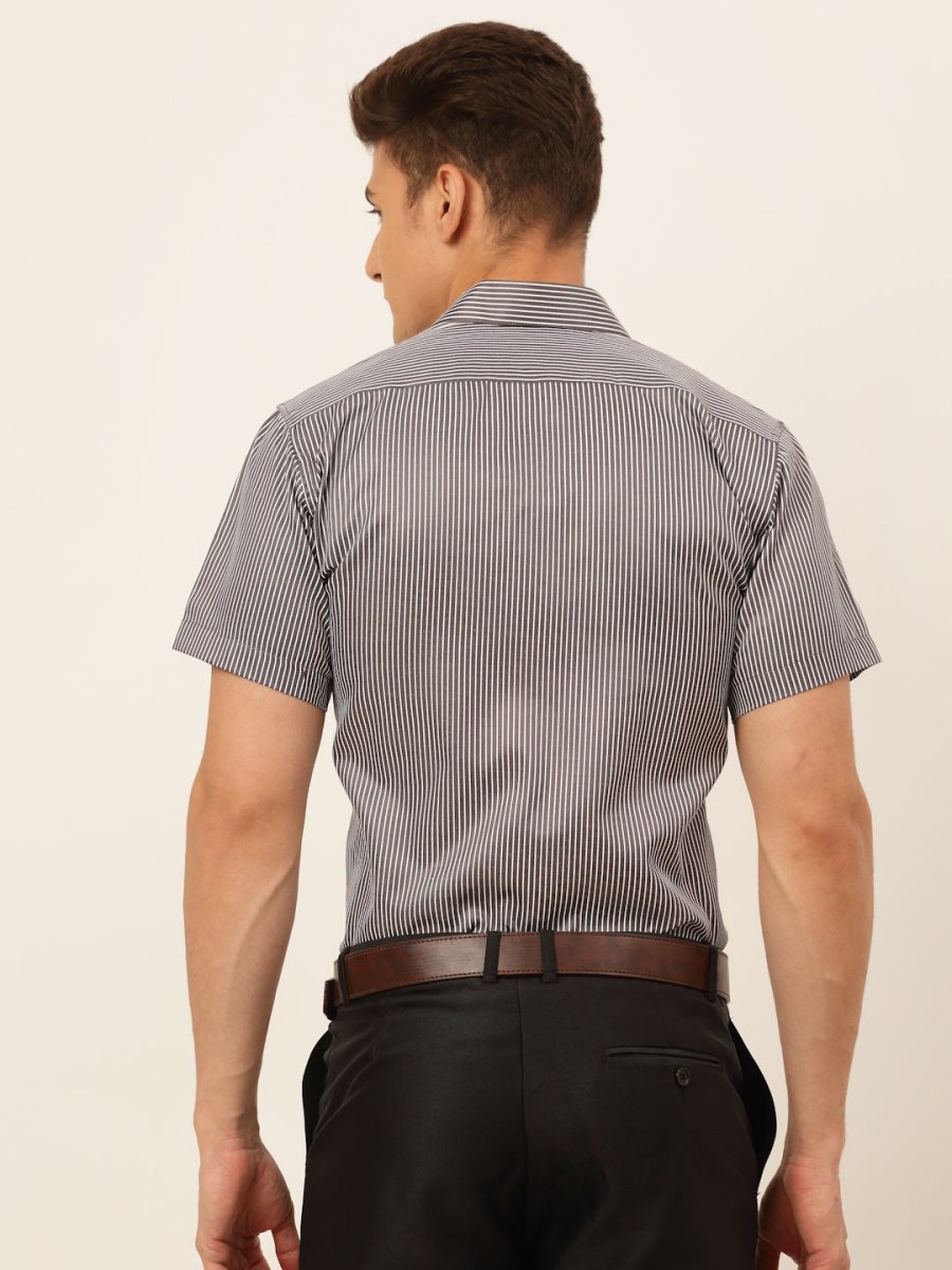 Men White Classic Striped Formal Shirt - SF_824Black_S
