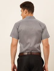 Men White Classic Striped Formal Shirt - SF_824Black_S
