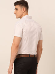 Men White Classic Striped Formal Shirt - SF_824White_S