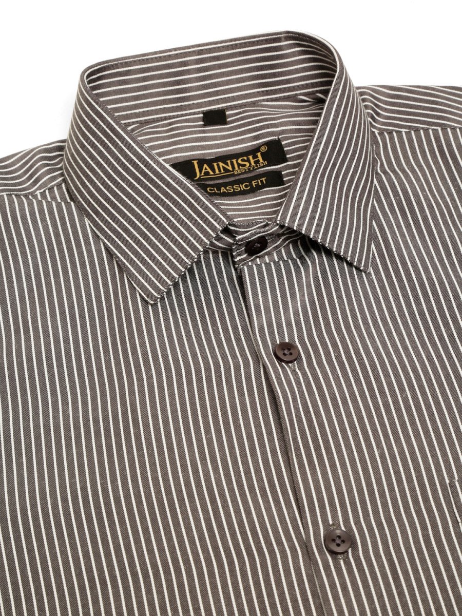 Men White Classic Striped Formal Shirt - SF_824Black_S