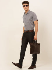 Men White Classic Striped Formal Shirt - SF_824Black_S