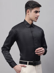 Men's Black Dobby Textured Formal Shirt - SF_871Black_S