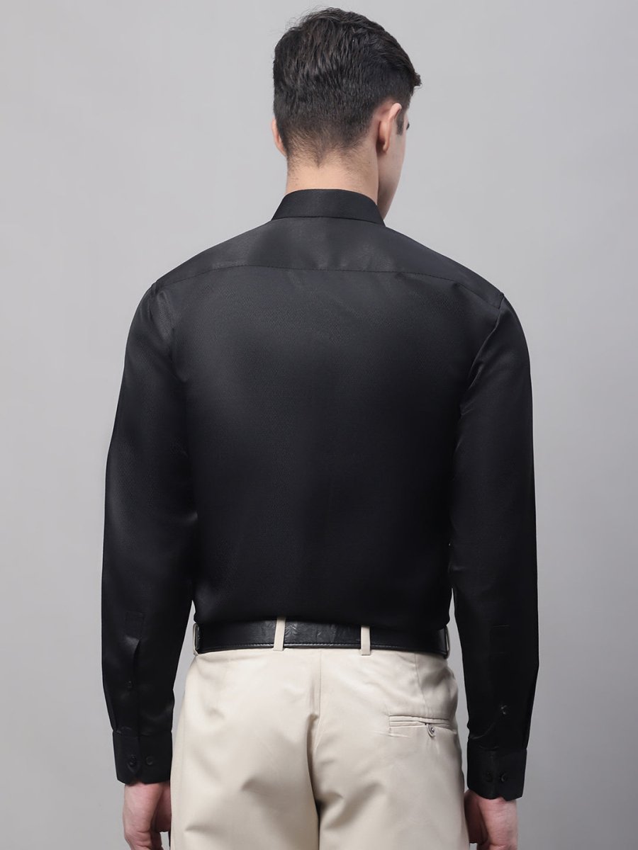 Men's Black Dobby Textured Formal Shirt - SF_871Black_S