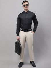 Men's Black Dobby Textured Formal Shirt - SF_871Black_S