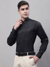 Men's Black Dobby Textured Formal Shirt - SF_871Black_S