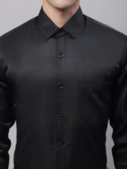 Men's Black Dobby Textured Formal Shirt - SF_871Black_S