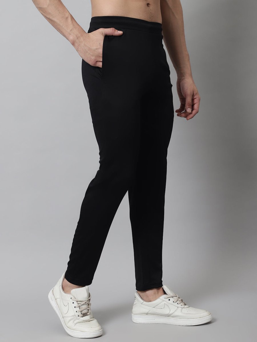 Men's Black Solid Streachable Lycra Trackpants - JOG_024Black_S