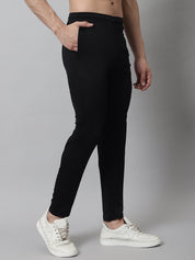 Men's Black Solid Streachable Lycra Trackpants - JOG_024Black_S