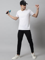 Men's Black Solid Streachable Lycra Trackpants - JOG_024Black_S