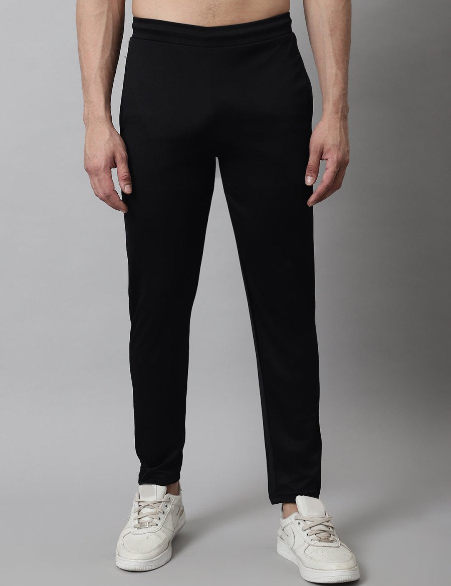 Men's Black Solid Streachable Lycra Trackpants - JOG_024Black_S