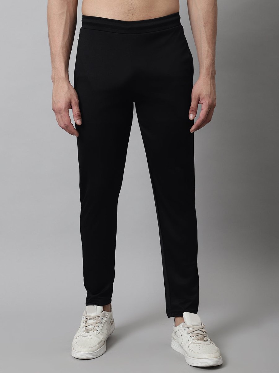 Men's Black Solid Streachable Lycra Trackpants - JOG_024Black_S
