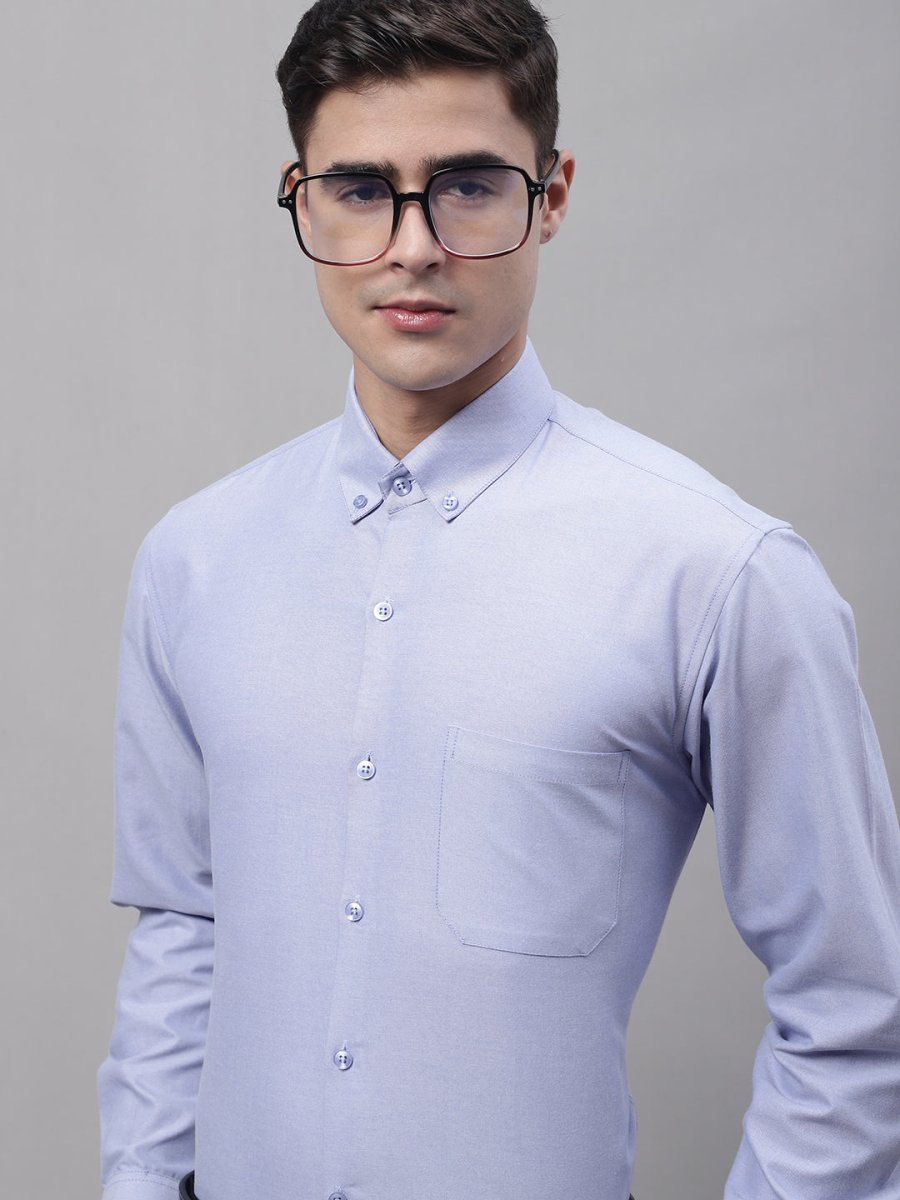 Men's Blue Cotton Solid Formal Shirt - SF_875Blue_S