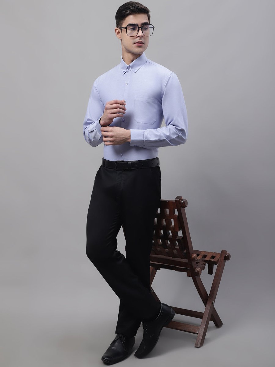 Men's Blue Cotton Solid Formal Shirt - SF_875Blue_S