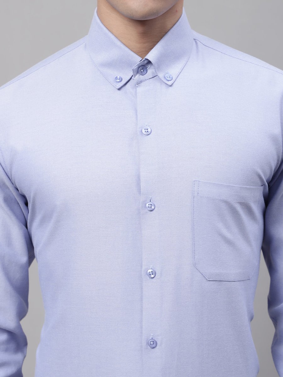 Men's Blue Cotton Solid Formal Shirt - SF_875Blue_S