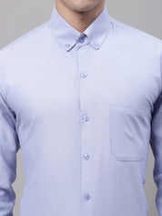 Men's Blue Cotton Solid Formal Shirt - SF_875Blue_S