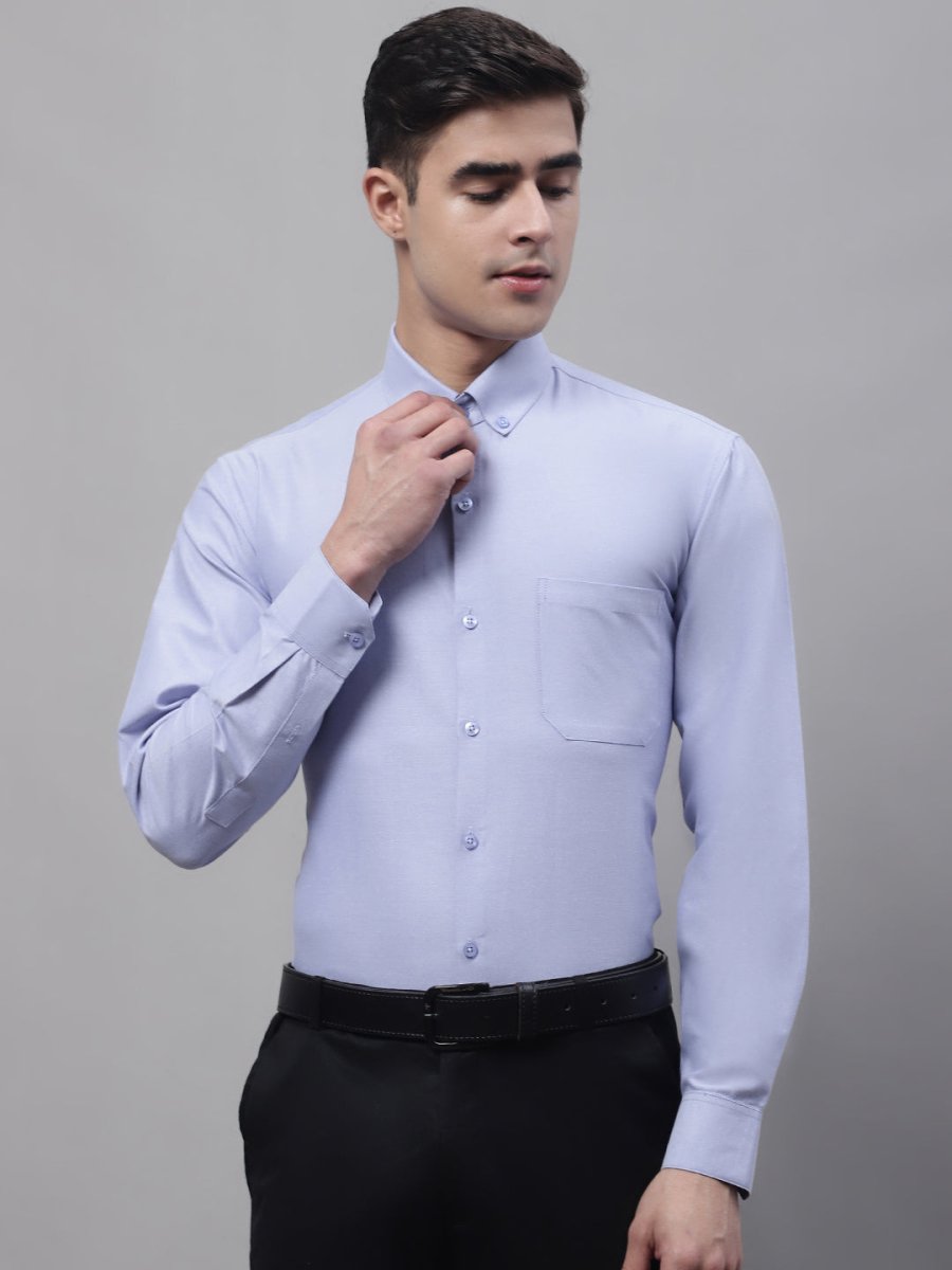 Men's Blue Cotton Solid Formal Shirt - SF_875Blue_S