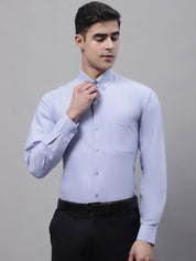 Men's Blue Cotton Solid Formal Shirt - SF_875Blue_S