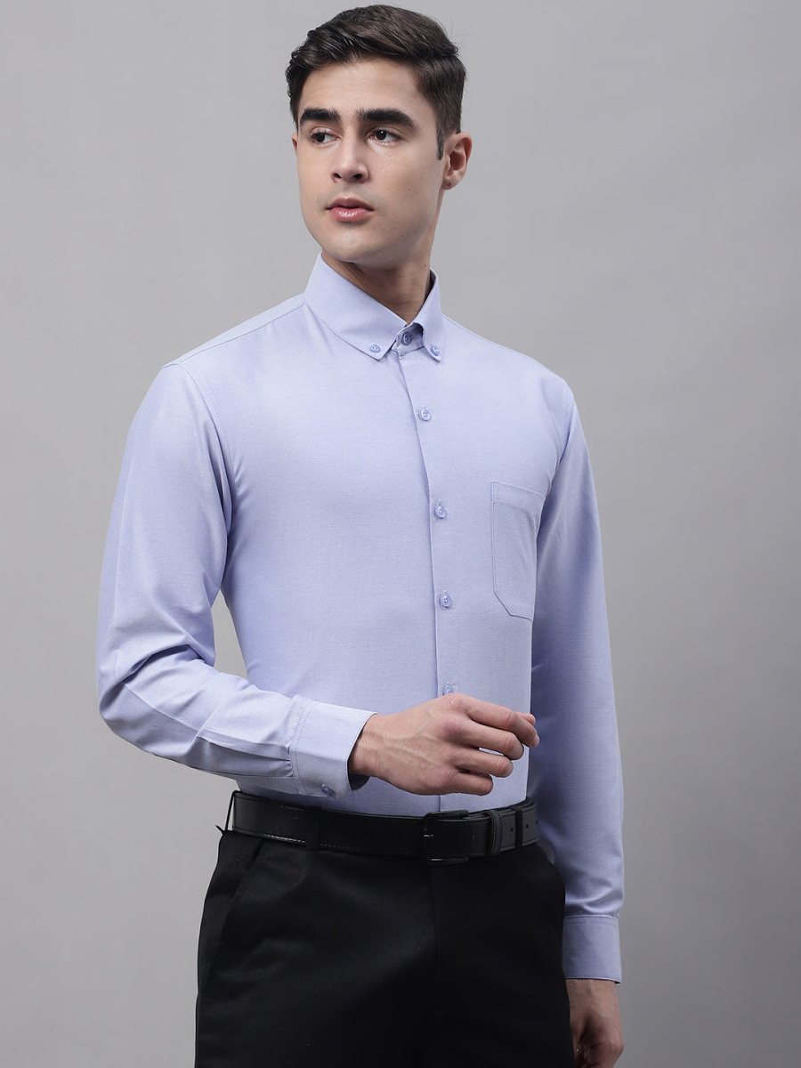 Men's Blue Cotton Solid Formal Shirt - SF_875Blue_S