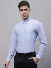 Men's Blue Cotton Solid Formal Shirt - SF_875Blue_S