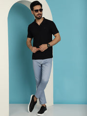 Men's Blue Solid Cotton Casual Trouser - FGP_277Blue_30
