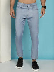Men's Blue Solid Cotton Casual Trouser - FGP_277Blue_30