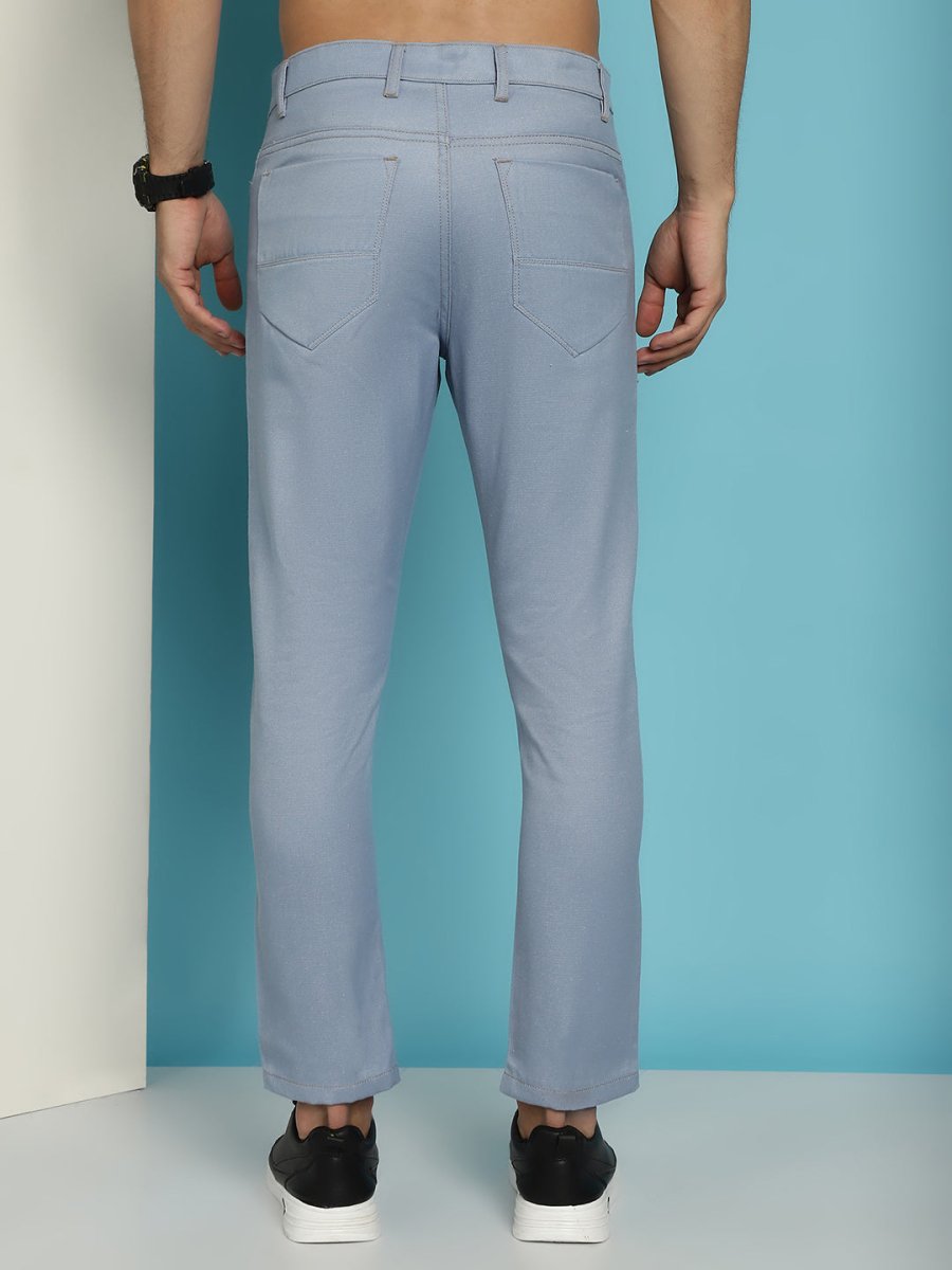 Men's Blue Solid Cotton Casual Trouser - FGP_277Blue_30