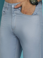Men's Blue Solid Cotton Casual Trouser - FGP_277Blue_30