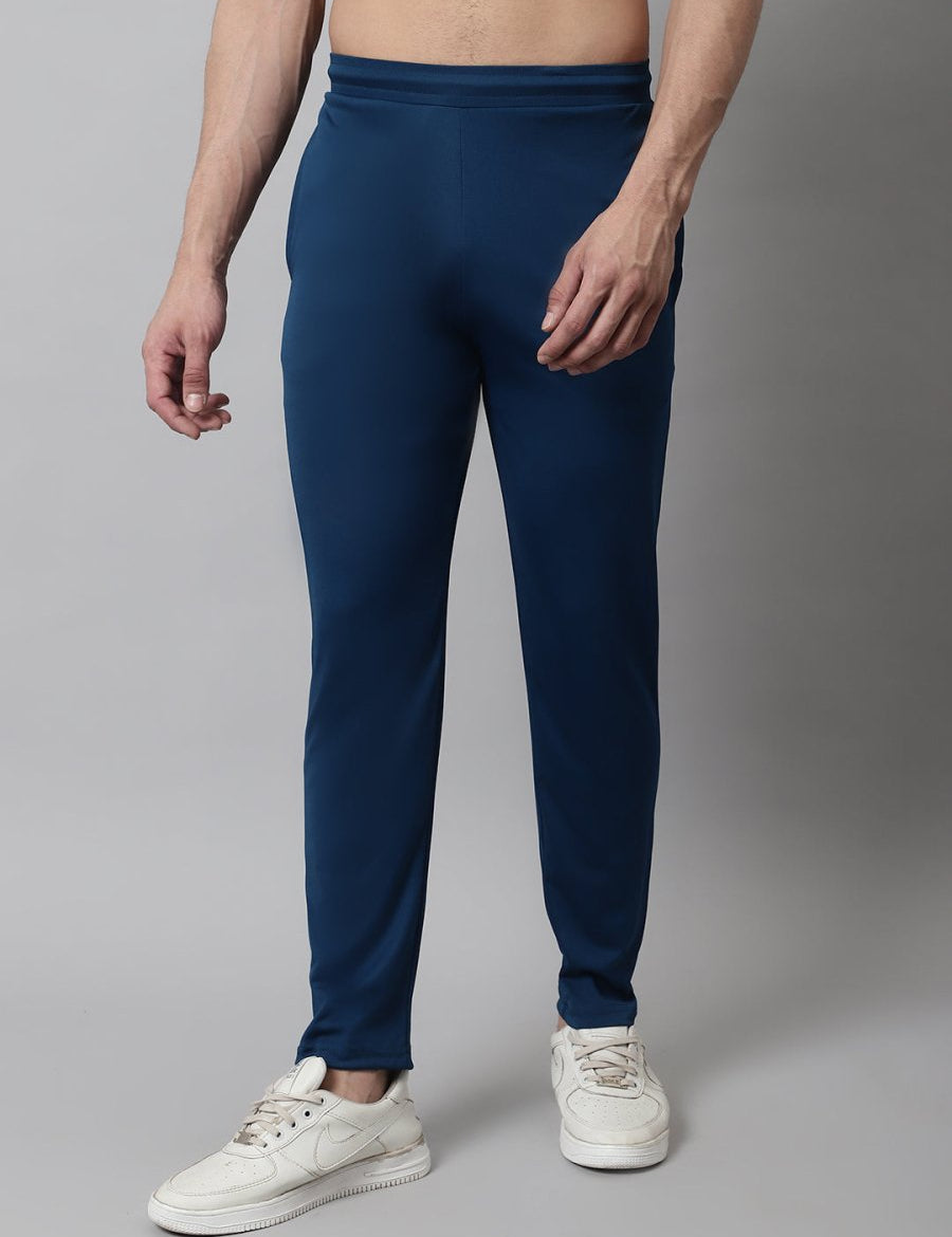Men's Blue Solid Streachable Lycra Trackpants - JOG_024Peacock_S