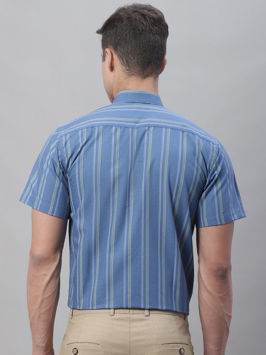 Men's Blue Striped Formal Shirt - SF_879Blue_S