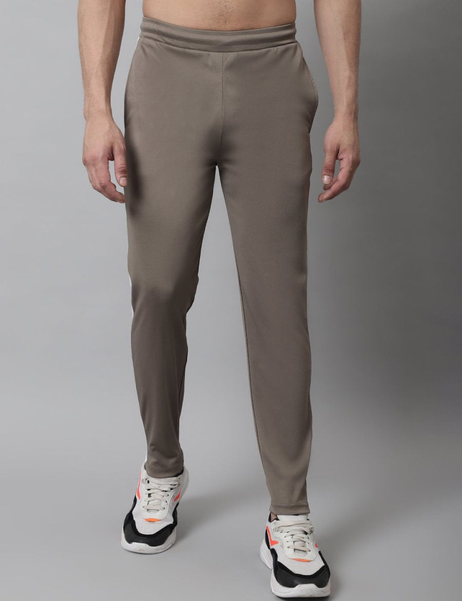Men's Brown and White Striped Streachable Lycra Trackpants - JOG_025Brown_S