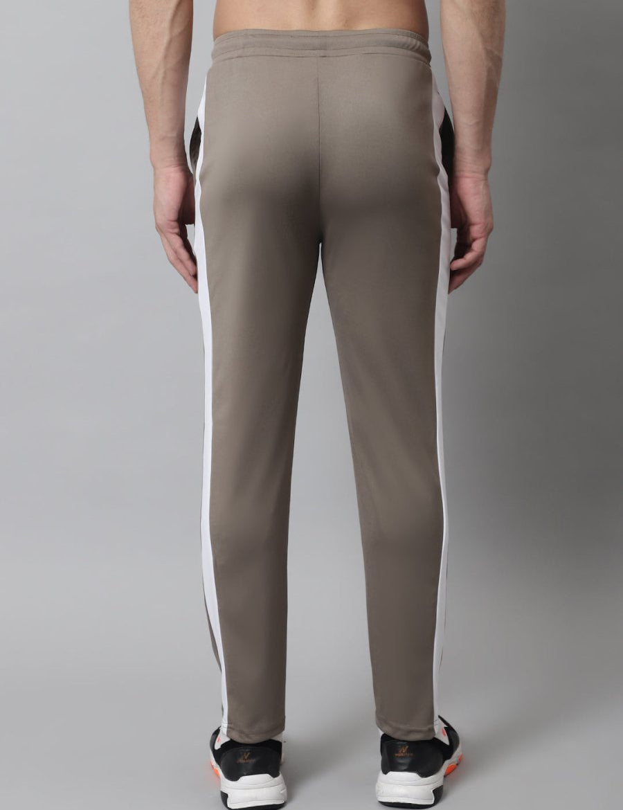 Men's Brown and White Striped Streachable Lycra Trackpants - JOG_025Brown_S