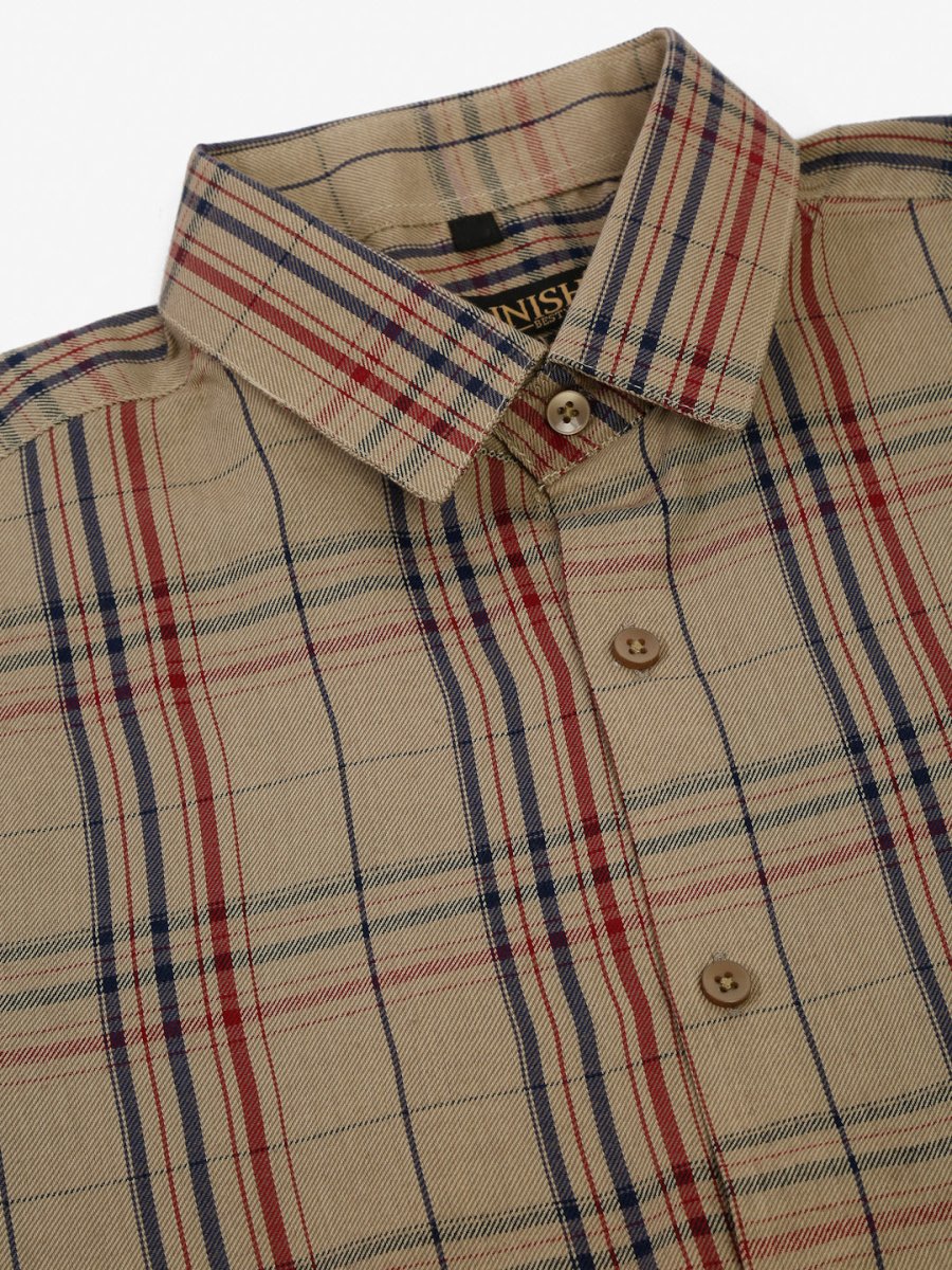Men's Brown Half Sleeve Checked Formal Shirt - SF_837Brown_S