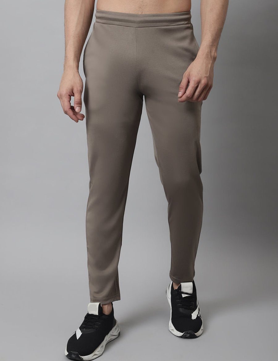 Men's Brown Solid Streachable Lycra Trackpants - JOG_024Brown_S