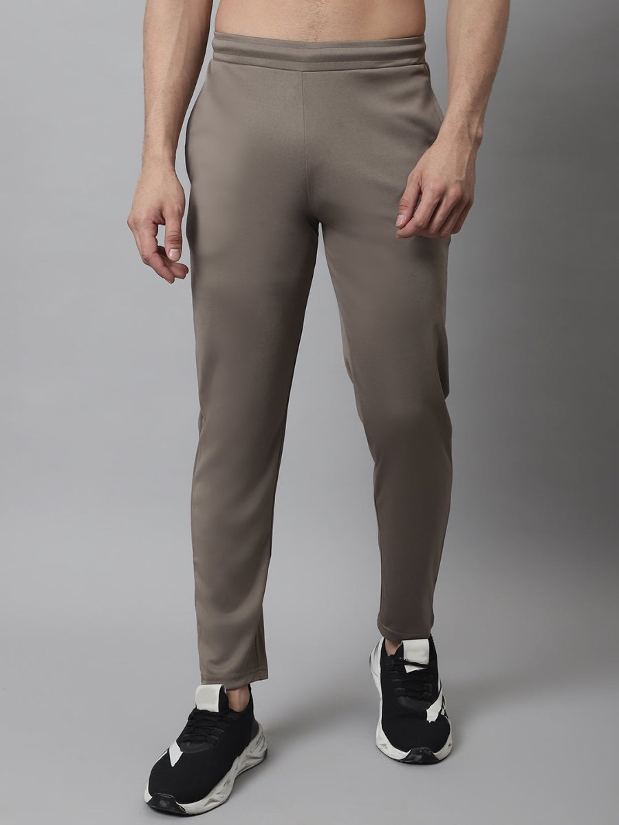 Men's Brown Solid Streachable Lycra Trackpants - JOG_024Brown_S