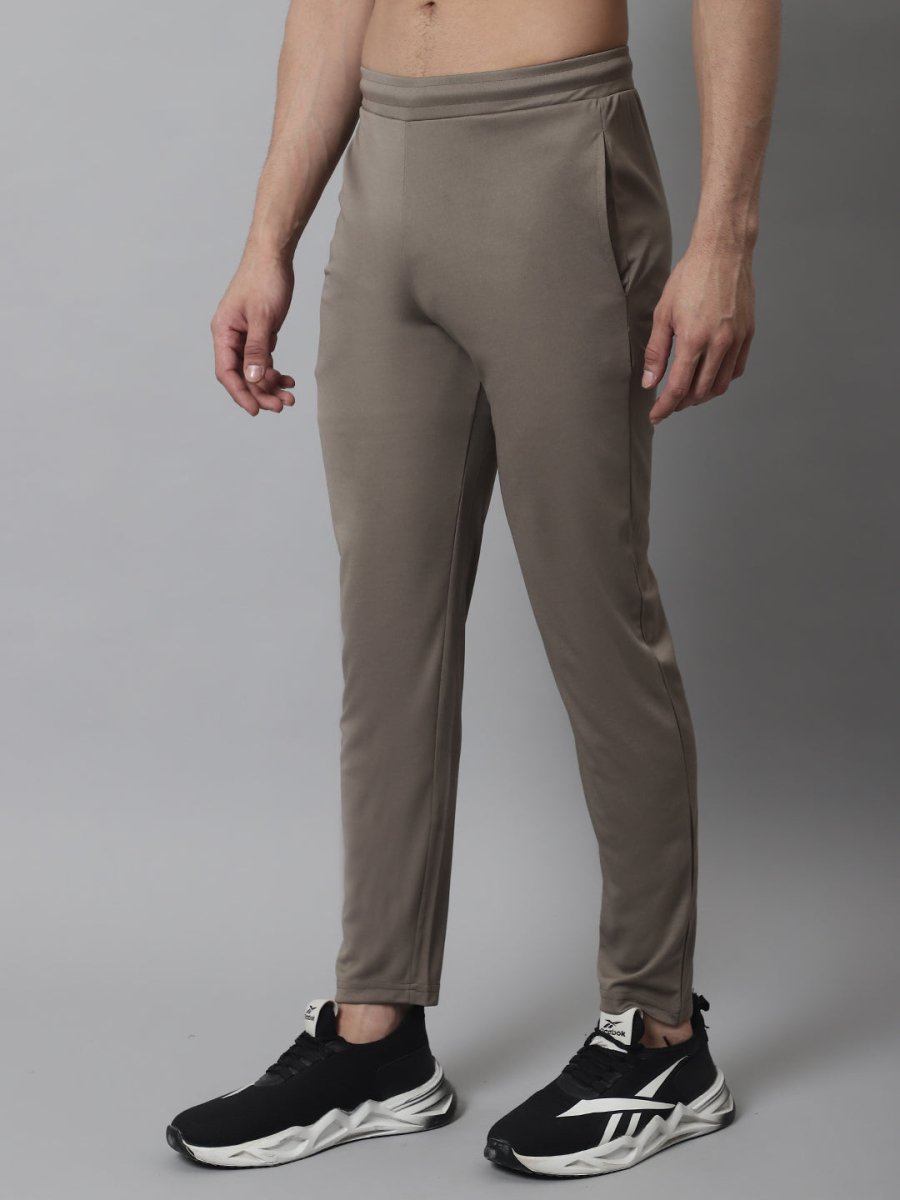 Men's Brown Solid Streachable Lycra Trackpants - JOG_024Brown_S