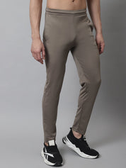 Men's Brown Solid Streachable Lycra Trackpants - JOG_024Brown_S