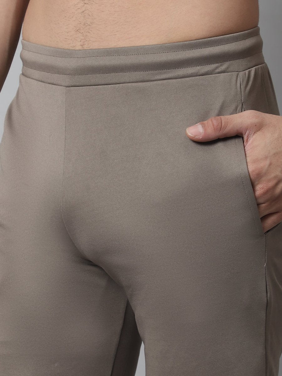 Men's Brown Solid Streachable Lycra Trackpants - JOG_024Brown_S