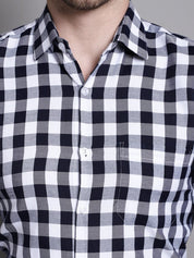 Men's Buffalo Check Formal Shirt - SF_893Navy_S
