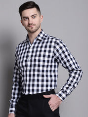 Men's Buffalo Check Formal Shirt - SF_893Navy_S