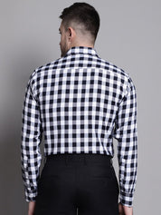 Men's Buffalo Check Formal Shirt - SF_893Navy_S
