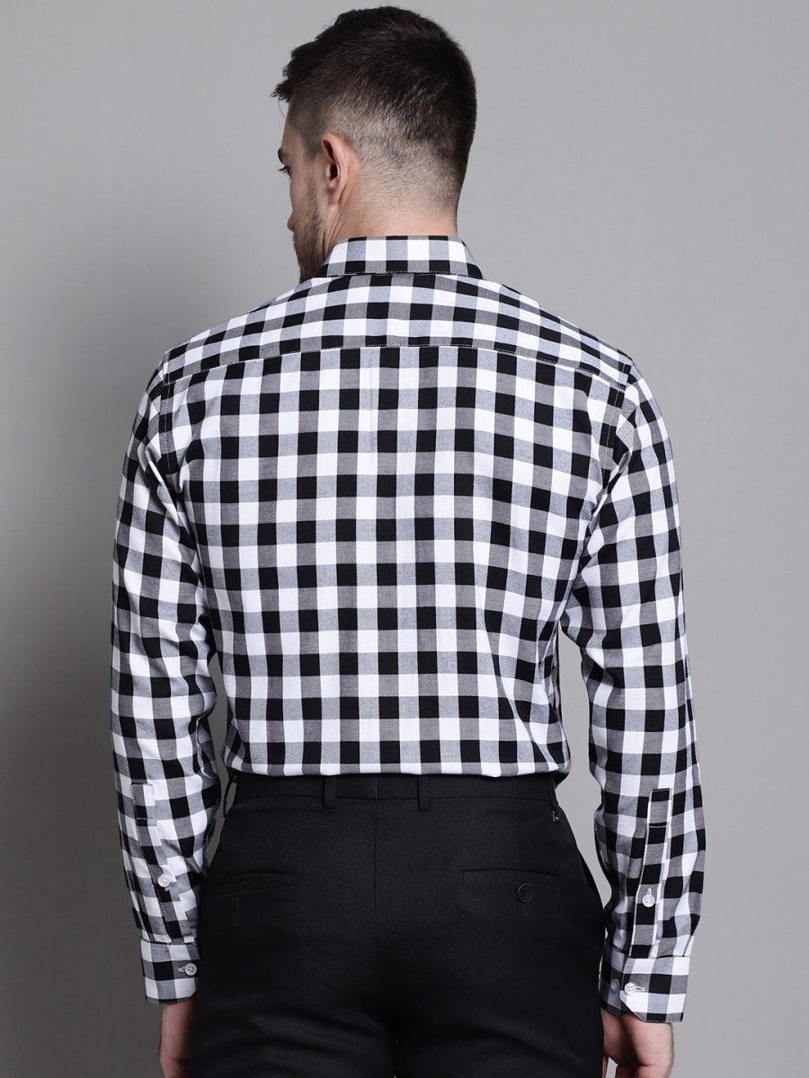 Men's Buffalo Check Formal Shirt - SF_893Black_S