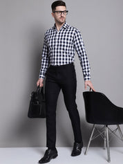 Men's Buffalo Check Formal Shirt - SF_893Navy_S