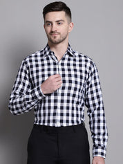 Men's Buffalo Check Formal Shirt - SF_893Navy_S
