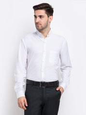 Men's Button Down Collar Cotton Formal Shirt - SF_785White_S