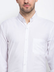 Men's Button Down Collar Cotton Formal Shirt - SF_785White_S