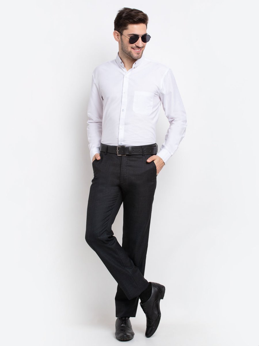 Men's Button Down Collar Cotton Formal Shirt - SF_785White_S