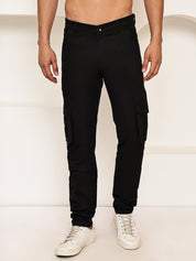 Men's Casual Cotton Blend Cargo Trousers - KGP_157Black_30
