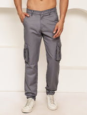 Men's Casual Cotton Blend Cargo Trousers - KGP_157Grey_30