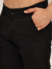 Men's Casual Cotton Blend Cargo Trousers - KGP_157Black_30